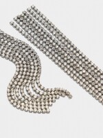 Pendientes Largos De Cadenas Con Cristales plateado