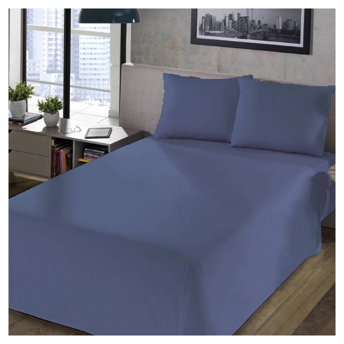 Juego De Sábanas Richmond House Queen Para Dormitorio Suave Y Confortable - Azul Piedra 