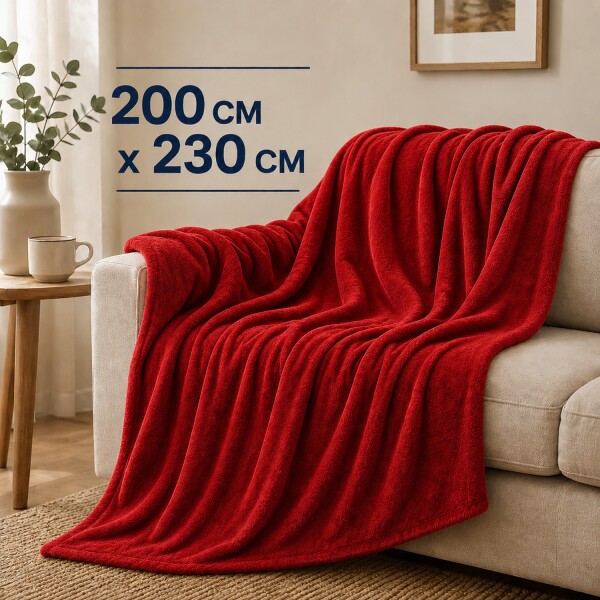 Frazada Manta Polar Corderito 2 Plazas Azul ROJO