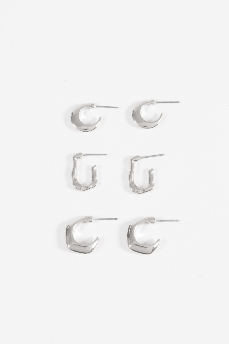Set 3 aros texture plateado