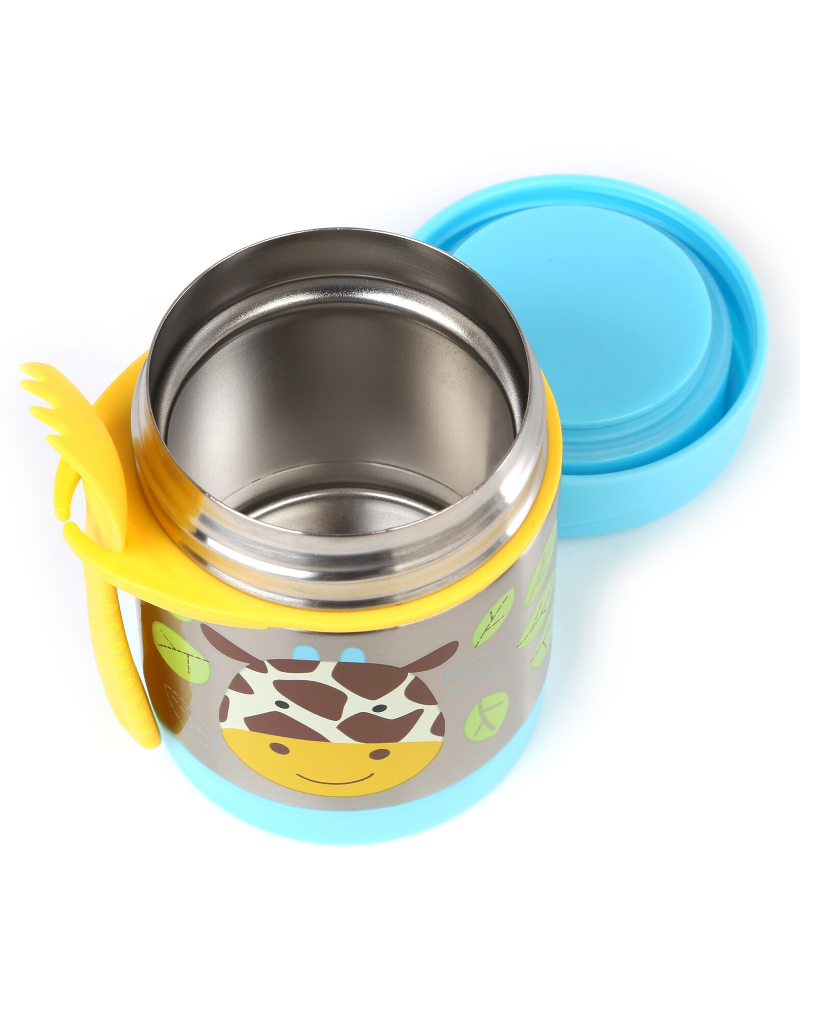 Tupper de acero inoxidable con cubierto, diseño jirafa Tupper de acero inoxidable con cubierto, diseño jirafa