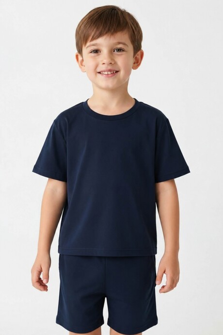 Remera Básica Infantil en Algodón Azul