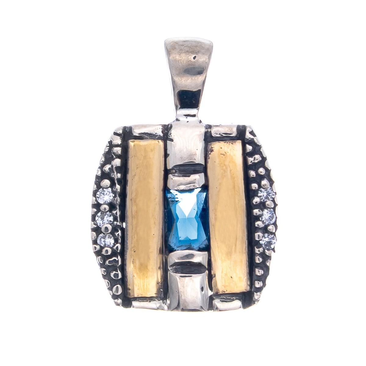 Dije de plata 925, double en oro 18 ktes y circonias. 