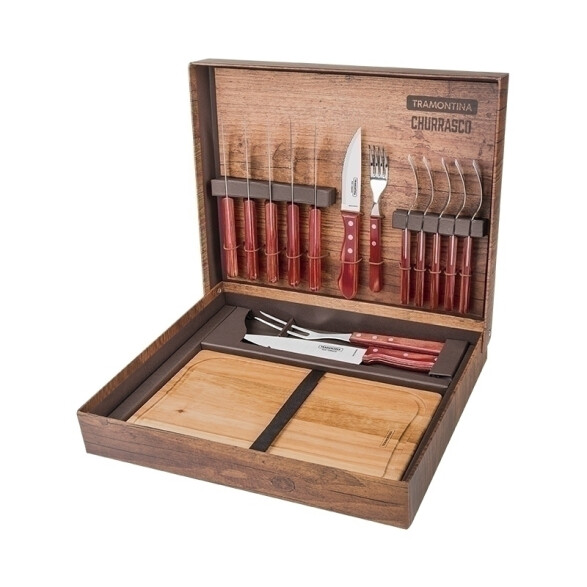 Juego para asado modelo CHURRASCO, 15 piezas en caja -TRAMONTINA TN7778
