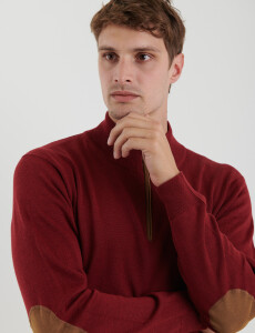 470996 SWEATER MEDIO CIERRE HARRINGTON LABEL Rojo Oscuro