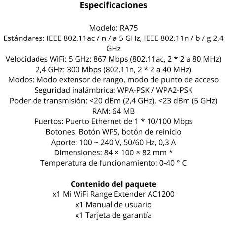 Extensor de Wifi Xiaomi AC1200 V01
