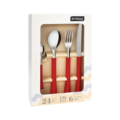 Set 24 Pzas Acero Inoxidable Estilo Funcionalidad Rojo