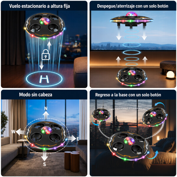 Dron Tipo Ovni Con Control Remoto Y Luces Led Jtjug340 DRONE OVNI C/REMOTO JTJUG340