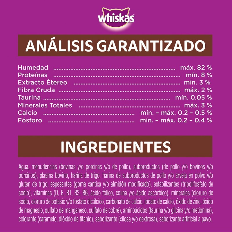 WHISKAS EN SALSA DE PAVO ALIMENTO HUMEDO 85 GR