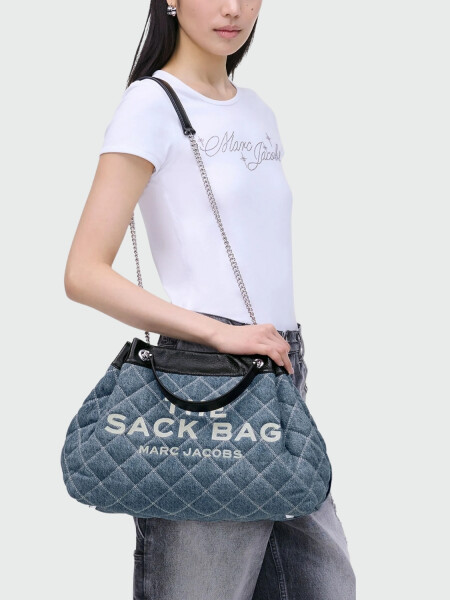 THE QUILTED DENIM CHAIN SACK BAG Azul