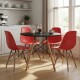 Juego de comedor Con Mesa Circular de 80cm + 4 Sillas Eames Rojo/Negro