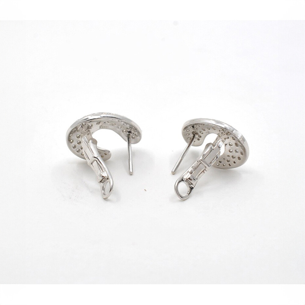 Caravanas En Oro 18K Blanco Y Brillantes Caravanas En Oro 18K Blanco Y Brillantes