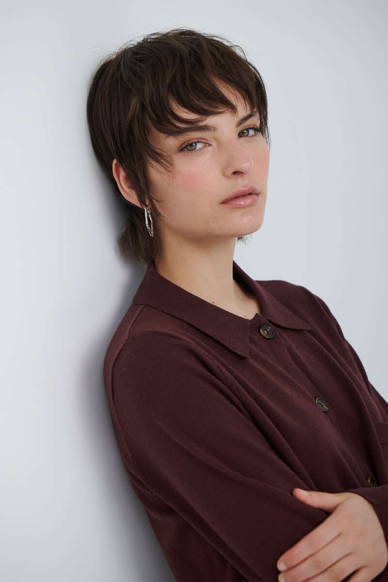 CARDIGAN LONG MARRON