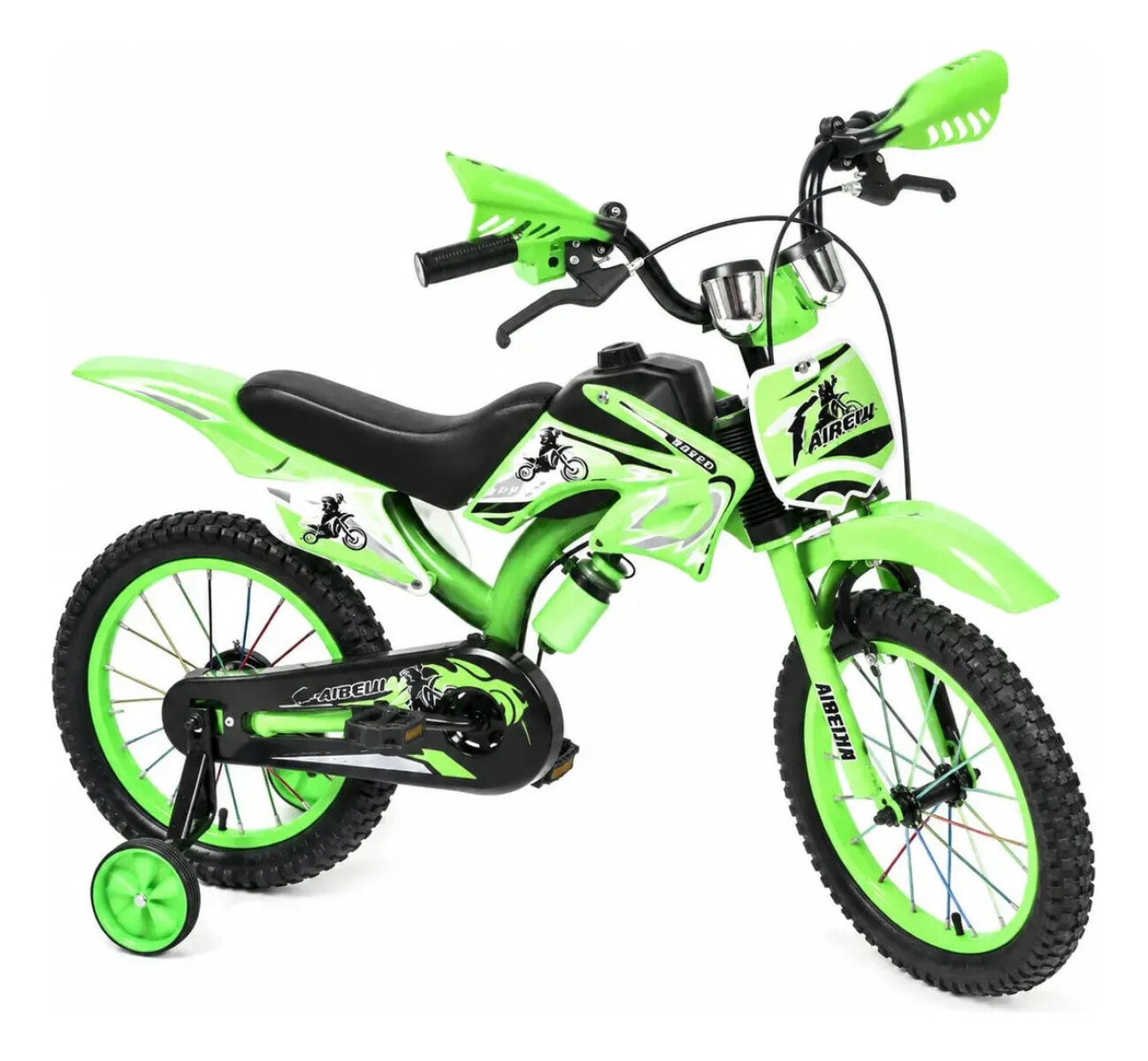 Bicicleta Estilo Motocross con Roncador Rodado 16" - VERDE 