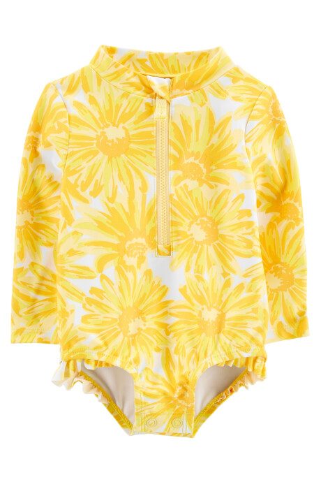 Malla de baño una pieza manga larga con protección UPF 50+ diseño girasoles Sin color