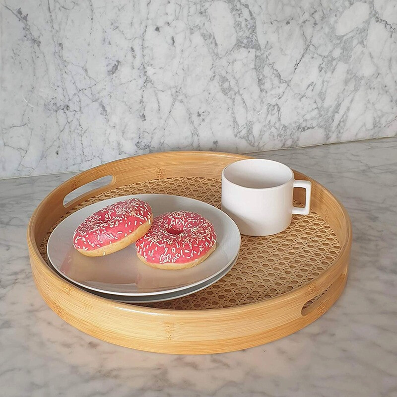 Bandeja Redonda en MDF y Simil Rattán Bandeja Redonda en MDF y Simil Rattán