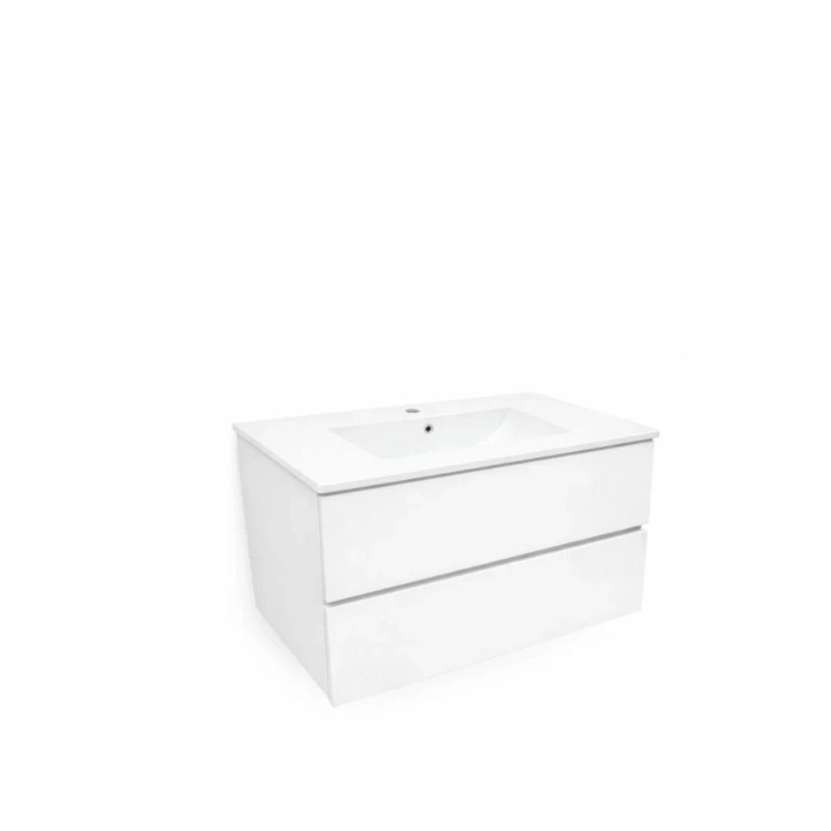 Mueble De Baño Suspendido White 80 Cm Con Bacha De Loza 