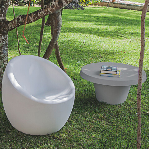 Mesa centro redonda "CONA" símil hormigón -TRAMONTINA TD0812