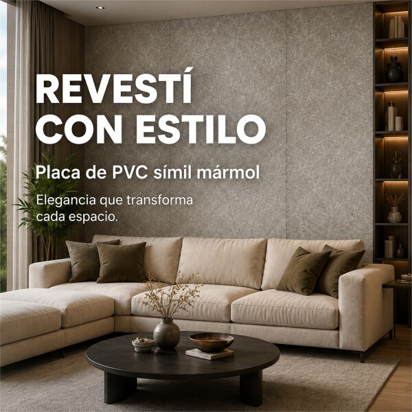 Pack x20 Placa PVC Símil Mármol 2,44x1,22m 3mm Resistente Mármol Gris 2
