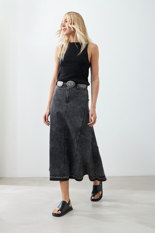 Maxi falda de jean gris oscuro