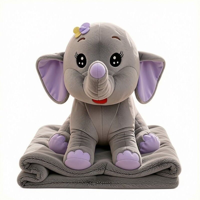 Manta De Apego Peluche C/Frazada 1.60m X 1.00m Inf. Elefante