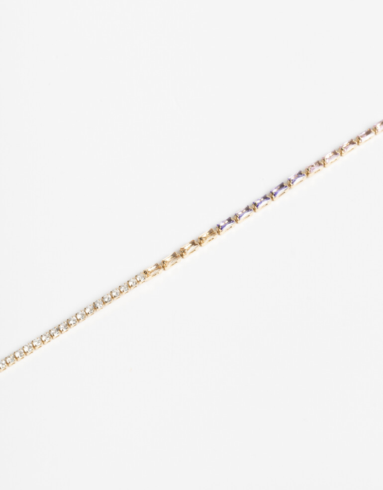 Pulseras Flexibles Strass Pulsera Flexible Con Cubic En Color - Dorado