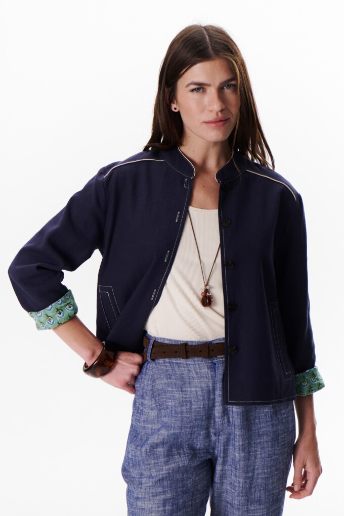 CHAQUETA LINO ART AZUL