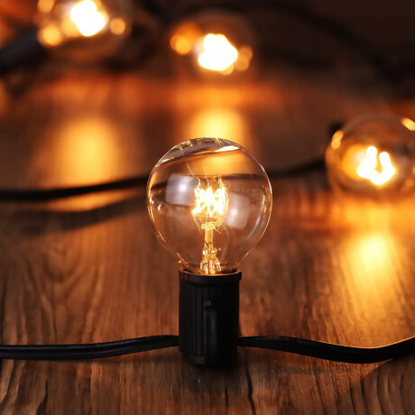 Guirnalda Guía Luces Vintage X25 + 2 Rep 7,62m Jardín Blanco