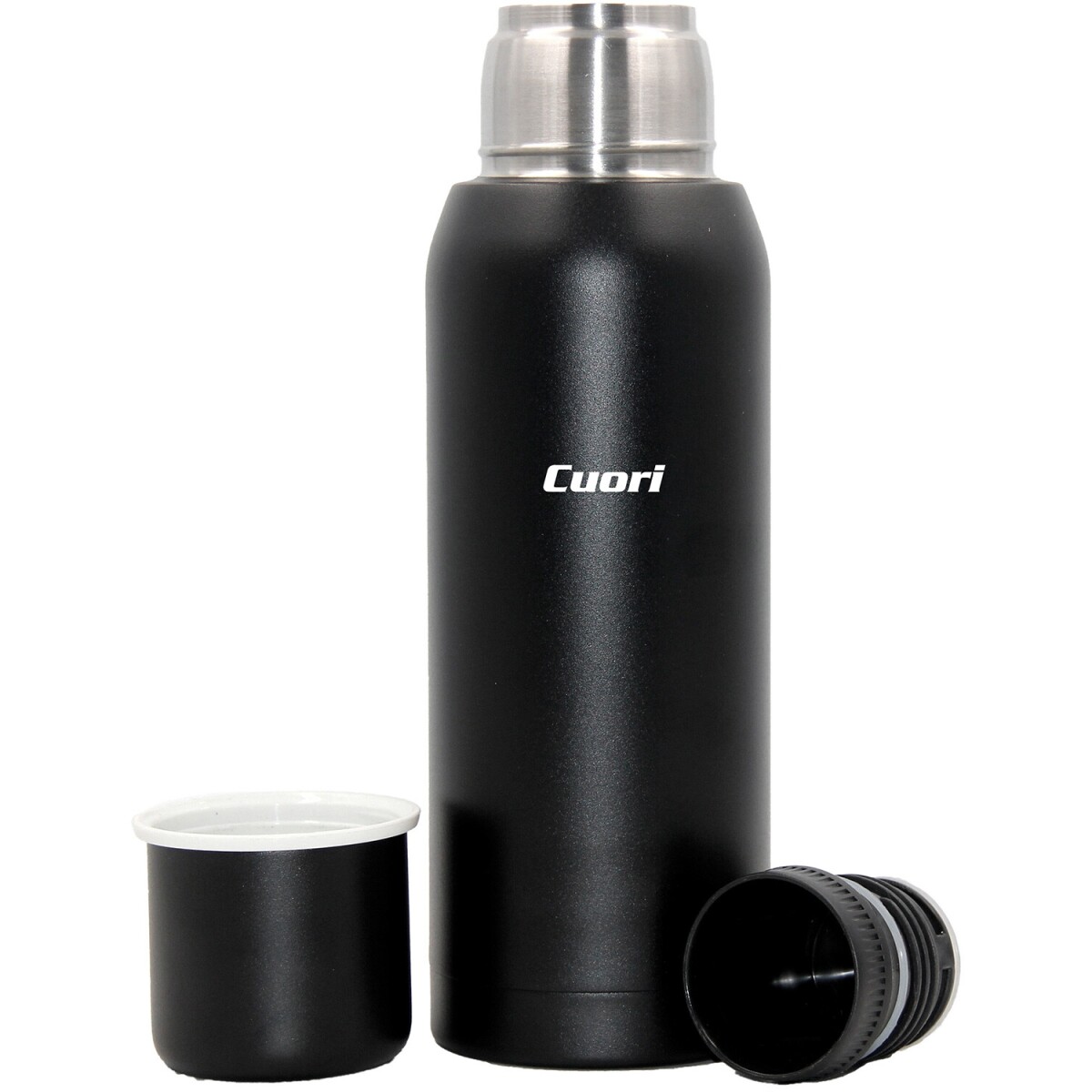 Termo Cuori acaro 1L de acero Inox con tapón cebador - Negro 