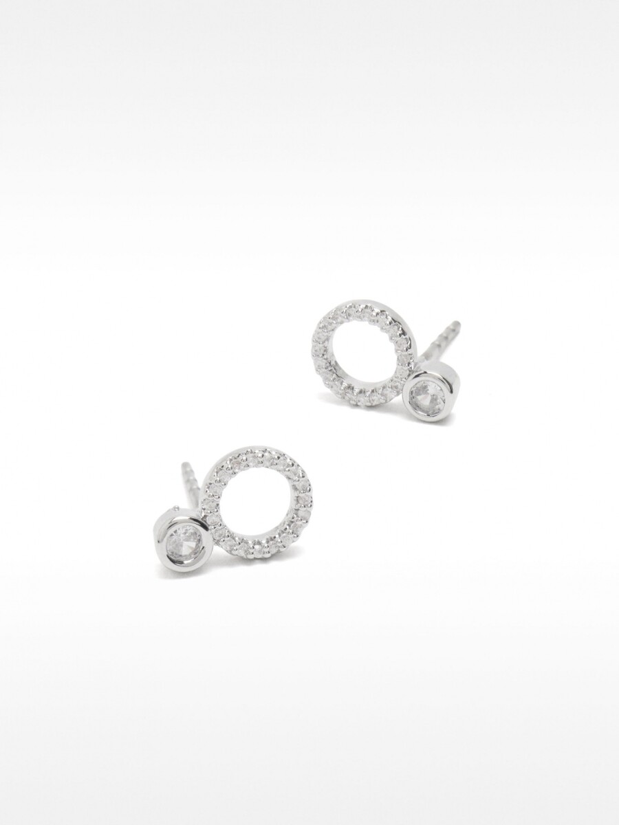 Pendientes De Aro Con Circonitas plateado