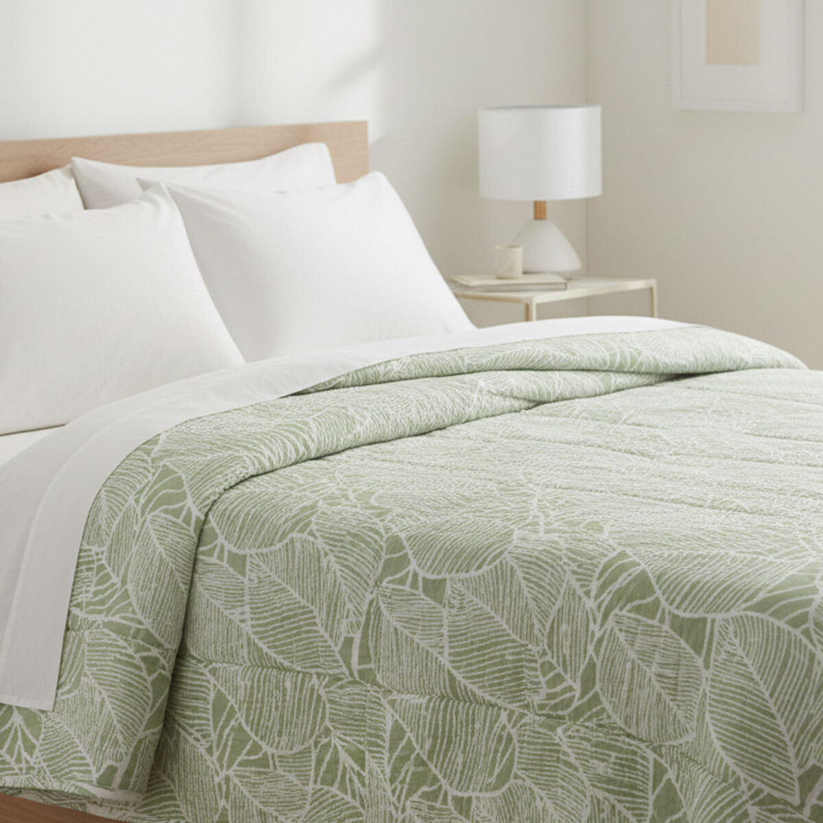 Acolchado 2 Plazas Home Class 100% Microfibra - 1004 HOJAS VERDE 