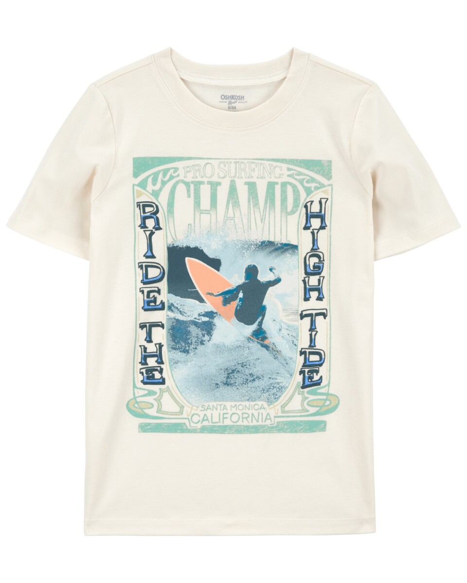 Remera de algodón, manga corta estampa surf 