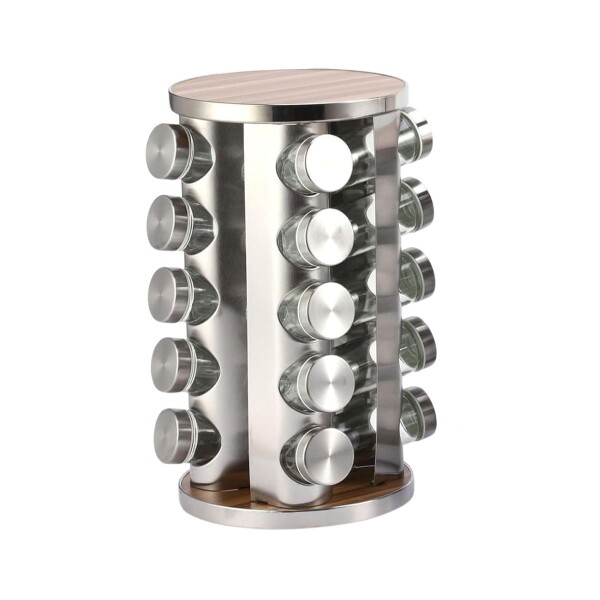 Especiero Giratorio 20 Frascos Vidrio Para Condimentos Cocina Acero Inoxidable Imback Especiero Giratorio 20 Frascos Vidrio Para Condimentos Cocina Acero Inoxidable Imback