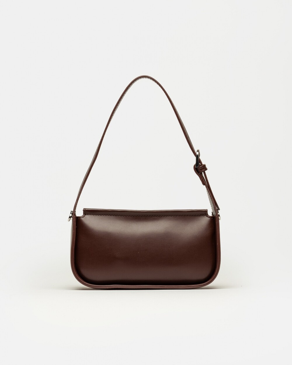 Cartera al hombro Leaf en efecto cuero liso Marron