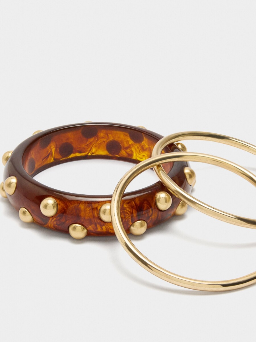 Set De Pulseras Efecto Piedra marron