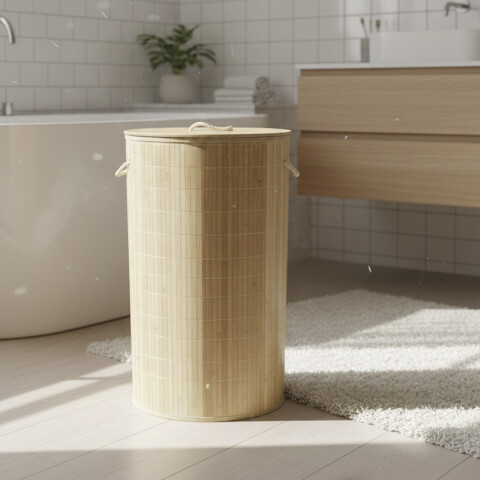 Canasto Bambú Redondo para Ropa Home Class 36 x 60 cm U