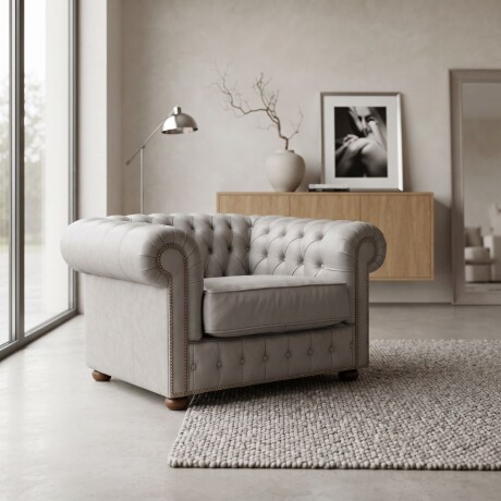 Sofá Chesterfield Novo - Cuero Básico - 1 cuerpo Off White - (Preventa)