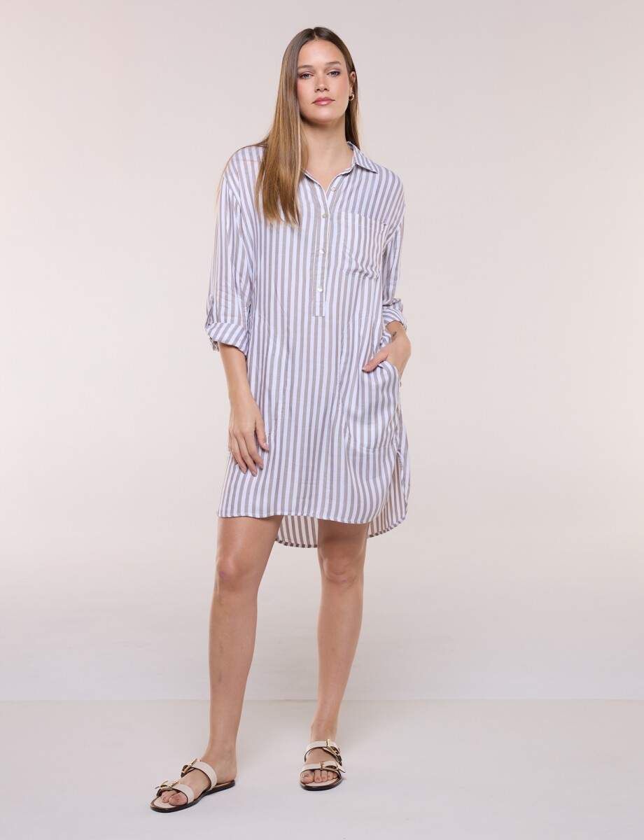 Vestido Camisero - Tostado/multi 