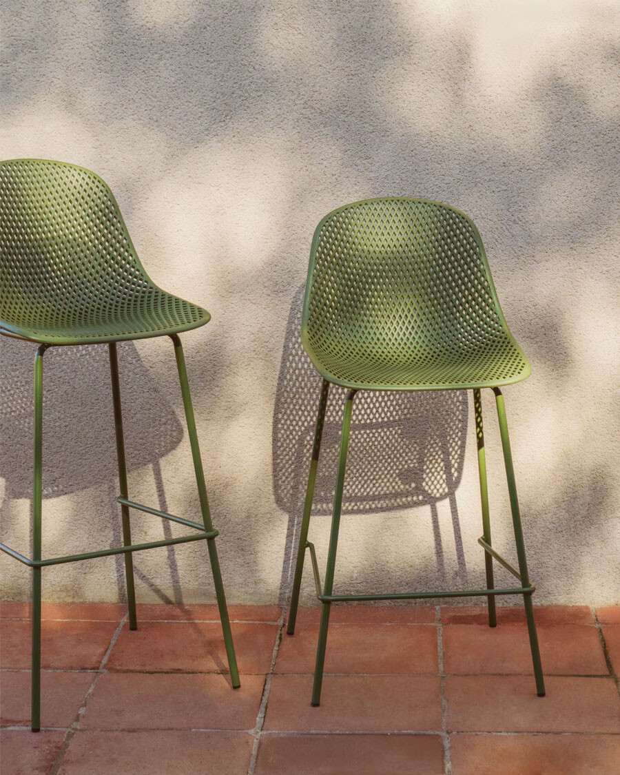 Taburete exterior Quinby verde 65 cm