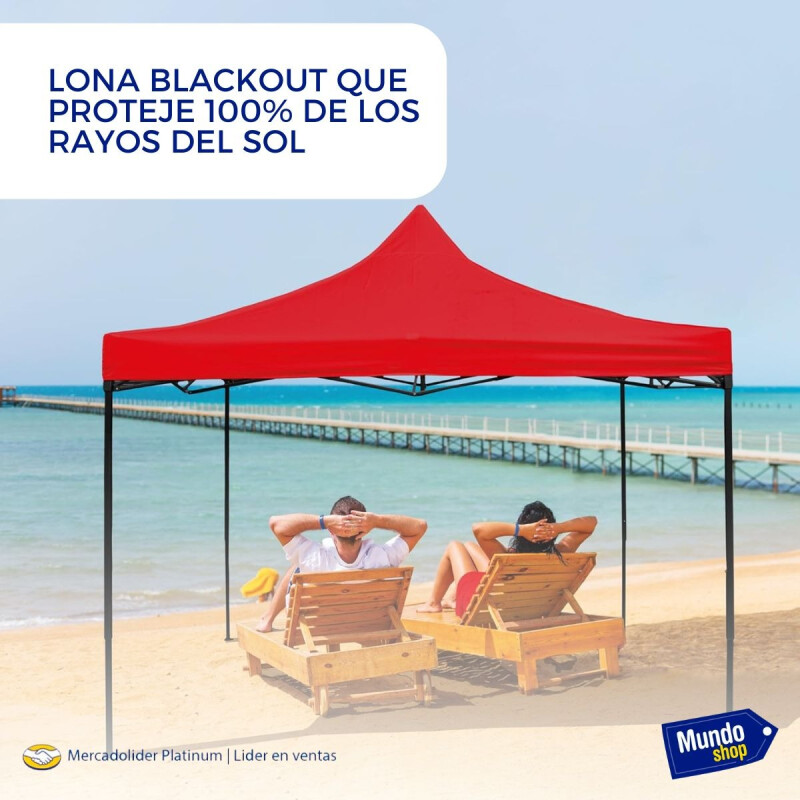 Gazebo Plegable Toldo Super Reforzado 3x3x3 Filtro Uv 15KG Rojo
