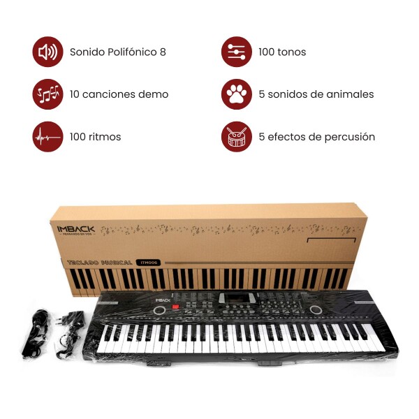 Organo musical Teclado Piano con 61 Teclas 100 Ritmos 100 Tonos y Micrófono Imback Organo musical Teclado Piano con 61 Teclas 100 Ritmos 100 Tonos y Micrófono Imback