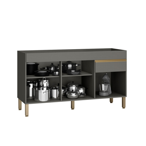 Modulo Bajo Mesada Sin Tapa Tres Puertas De 150 cms. GRIS