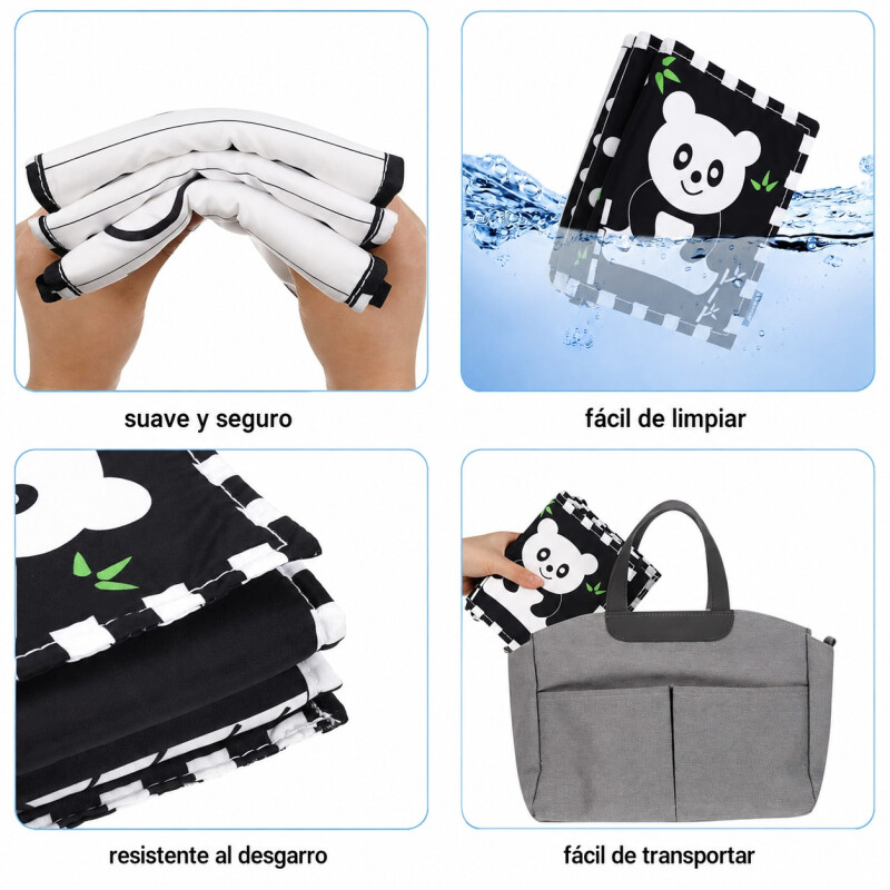 Libro Textil para Bebe Blanco y Negro Alto Contraste