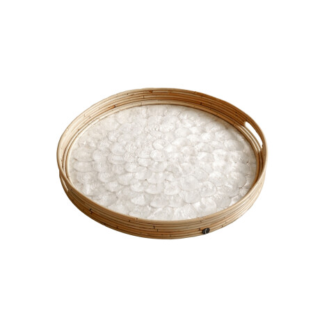 BANDEJA RATTAN BLANCO SHELL