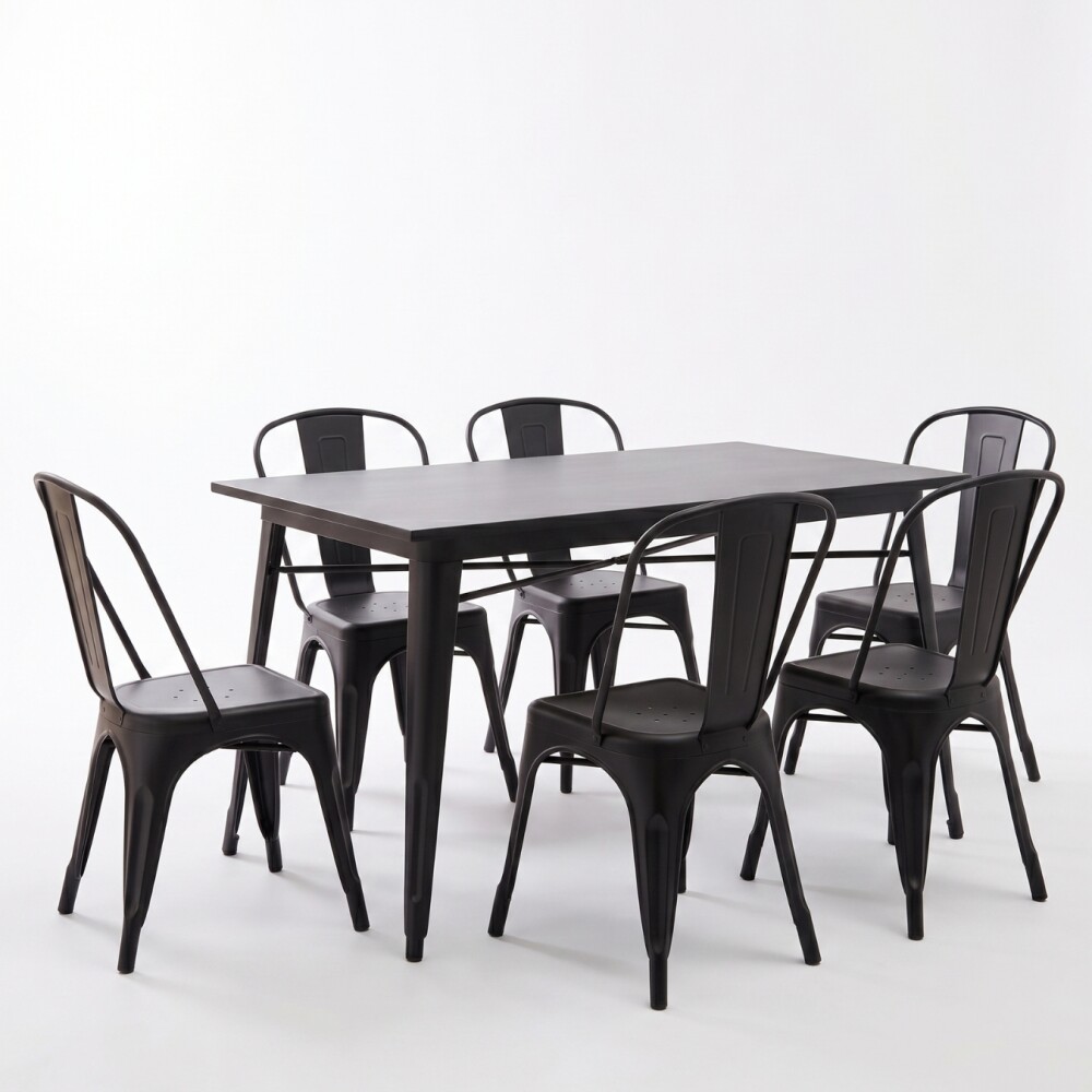 Juego de comedor 4 sillas Tolix 120 Negro