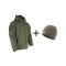 Combo Campera Tácticas Impermeable + Gorro Micro Polar Verde