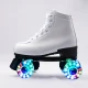 Patines 4 Ruedas Artístico Con Luces Bota De Cuero Blanca Blanco