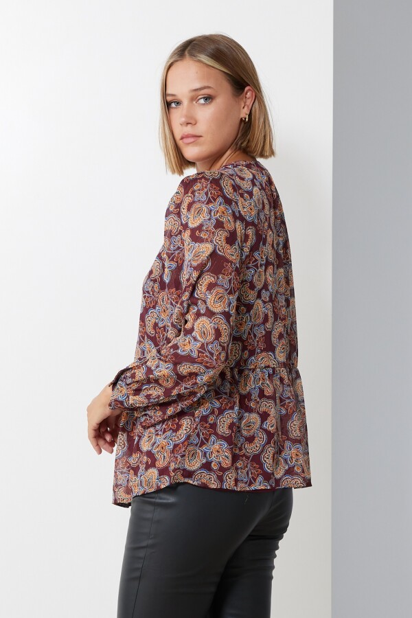 Blusa Gasa Lurex BORDEAUX/MULTI