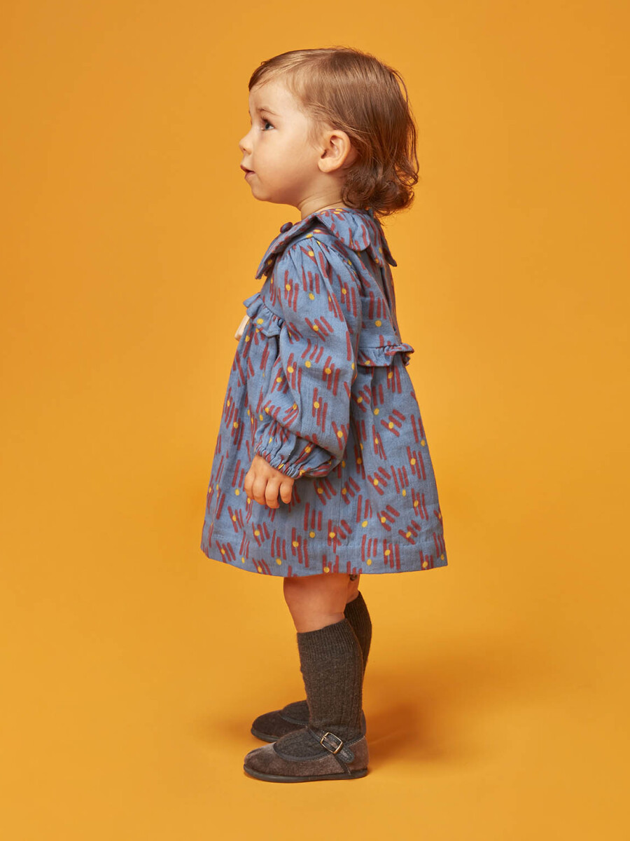 Vestido Estampado Geometrico Azulado