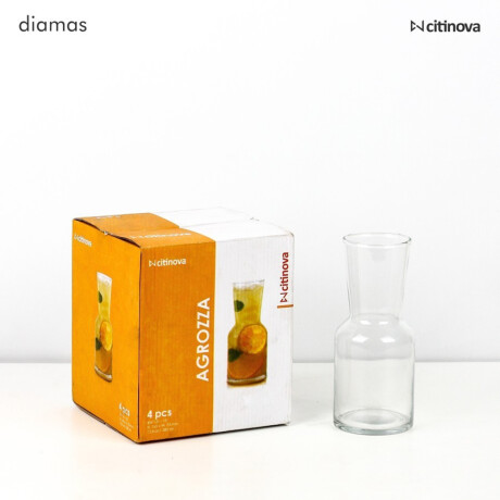 Set 4 Botella Decantador Agrozza Jarra Vidrio 410Ml Citinova Transparente